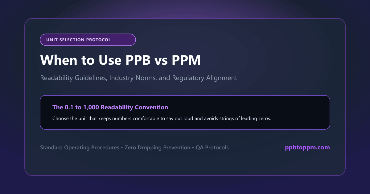 Decision framework for selecting PPB versus PPM in low concentration reporting